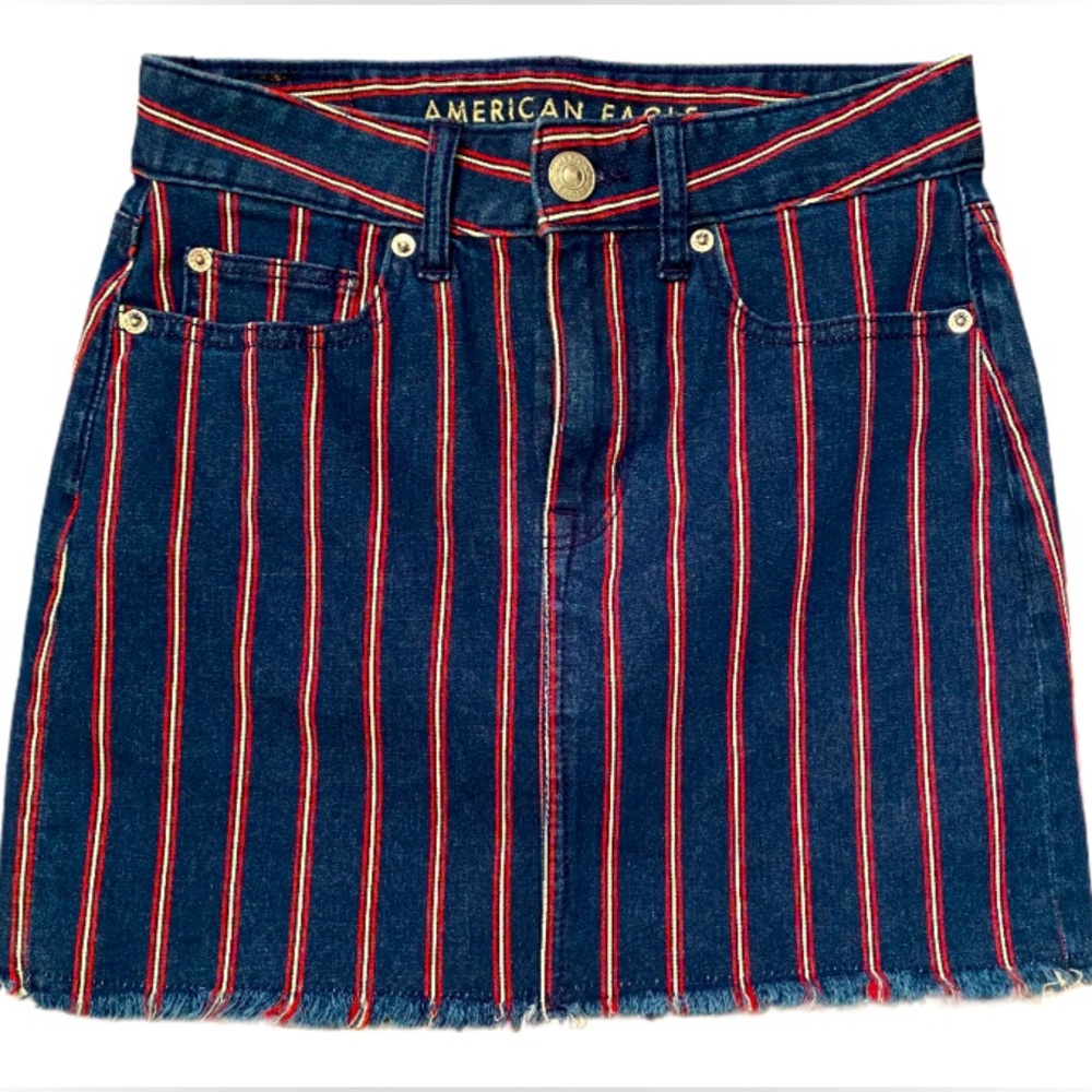 American Eagle Super Stretch Denim Striped Skirt